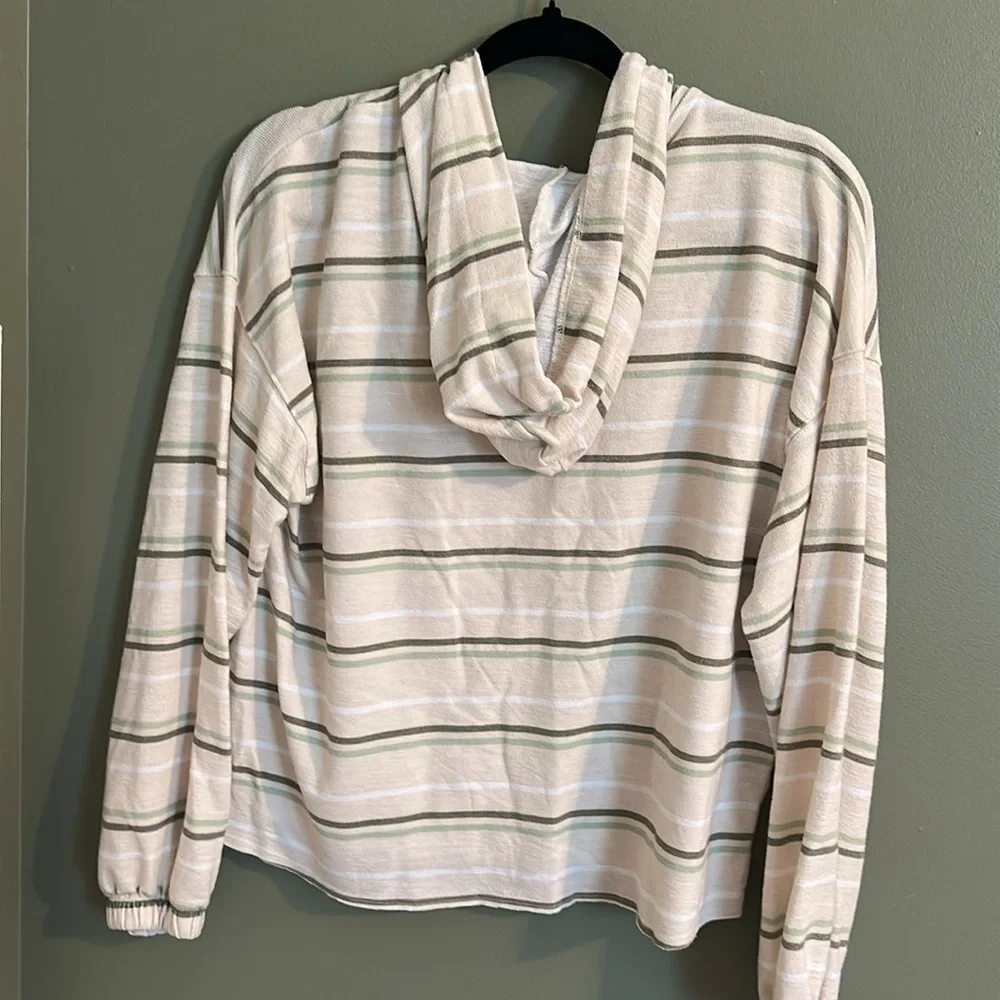Sonoma Green and Cream Striped Hoodie - Picture 3 of 3